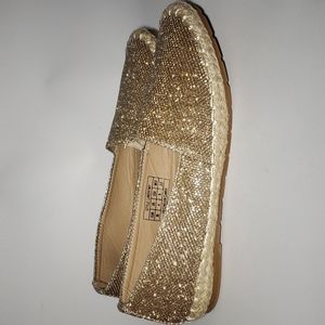 Kenneth Cole , gold glittered fabric and braided tweed, women's size 6